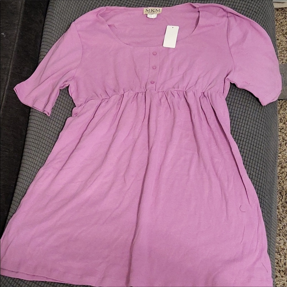 MKM Pink Long Baby Doll Shirt